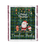 Personalized Gift Tartan Plaid Blanket Clan Cranstoun With Funny Santa Snowman Reindeer Merry Christmas Fleece Blanket, Home Living Room, Plaid Blanket, Tartan Blanket, Scottish Blanket, Buffalo fleece blanket, Christmas Blanket
