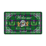 Doormat - Welcome Mat Scottish Clan Badge Duncan Modern Tartan Door Mat, Plaid Doormat With Thistle and Two Lion Scottish