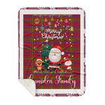 Personalized Gift Tartan Plaid Blanket Clan Lumsden Modern With Funny Santa Snowman Reindeer Merry Christmas Gift Sherpa Blanket, blue plaid sherpa blanket,blue tartan sherpa blanket,Buchan,buffalo plaid sherpa blanket,christmas sherpa blanket,Christmas Throw Blanket