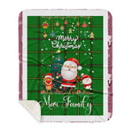 Scotstee Shop - Personalized Gift Tartan Plaid Blanket Clan Mar Hunting With Funny Santa Snowman Reindeer Merry Christmas Gift Sherpa Blanket