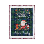 Personalized Gift Tartan Plaid Blanket Clan Forbes Ancient With Funny Santa Snowman Reindeer Merry Christmas Fleece Blanket, Christmas Blanket, Plaid Blanket, Tartan Blanket,Scottish Blanket