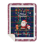 Personalized Gift Tartan Plaid Blanket Clan Agnew With Funny Santa Snowman Reindeer Merry Christmas Gift Sherpa Blanket, blue plaid sherpa blanket,blue tartan sherpa blanket,Buchan,buffalo plaid sherpa blanket,christmas sherpa blanket,Christmas Throw Blanket