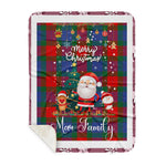 Personalized Gift Tartan Plaid Blanket Clan Mar With Funny Santa Snowman Reindeer Merry Christmas Gift Sherpa Blanket, blue plaid sherpa blanket,blue tartan sherpa blanket,Buchan,buffalo plaid sherpa blanket,christmas sherpa blanket,Christmas Throw Blanket