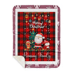 Personalized Gift Tartan Plaid Blanket Clan Ramsay Red With Funny Santa Snowman Reindeer Merry Christmas Gift Sherpa Blanket, blue plaid sherpa blanket,blue tartan sherpa blanket,Buchan,buffalo plaid sherpa blanket,christmas sherpa blanket,Christmas Throw Blanket