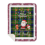 Personalized Gift Tartan Plaid Blanket Clan Reid With Funny Santa Snowman Reindeer Merry Christmas Gift Sherpa Blanket, blue plaid sherpa blanket,blue tartan sherpa blanket,Buchan,buffalo plaid sherpa blanket,christmas sherpa blanket,Christmas Throw Blanket