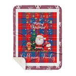 Personalized Gift Tartan Plaid Blanket Clan Galloway With Funny Santa Snowman Reindeer Merry Christmas Gift Sherpa Blanket, blue plaid sherpa blanket,blue tartan sherpa blanket,Buchan,buffalo plaid sherpa blanket,christmas sherpa blanket,Christmas Throw Blanket