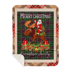Personalized Gift Plaid Tartan Blanket Clan Carruthers With Moose Lover Xmas Gift Santa Riding Buffalo Plaid Christmas Sherpa Blanket