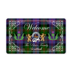 Scotstee Shop - Doormat - Welcome Mat Scottish Clan Badge Blair Tartan Door Mat, Plaid Doormat With Thistle and Two Lion Scottish