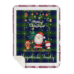 Personalized Gift Tartan Plaid Blanket Clan Marjoribanks Modern With Funny Santa Snowman Reindeer Merry Christmas Gift Sherpa Blanket, blue plaid sherpa blanket,blue tartan sherpa blanket,Buchan,buffalo plaid sherpa blanket,christmas sherpa blanket,Christmas Throw Blanket