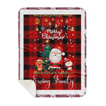 Personalized Gift Tartan Plaid Blanket Clan Ewing With Funny Santa Snowman Reindeer Merry Christmas Gift Sherpa Blanket, blue plaid sherpa blanket,blue tartan sherpa blanket,Buchan,buffalo plaid sherpa blanket,christmas sherpa blanket,Christmas Throw Blanket