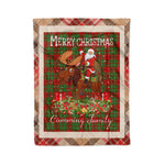 Personalized Gift Plaid Tartan Blanket Clan Cumming With Moose Lover Xmas Gift Santa Riding Christmas Fleece Blanket