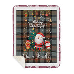 Personalized Gift Tartan Plaid Blanket Clan Gunn Weathered With Funny Santa Snowman Reindeer Merry Christmas Gift Sherpa Blanket, blue plaid sherpa blanket,blue tartan sherpa blanket,Buchan,buffalo plaid sherpa blanket,christmas sherpa blanket,Christmas Throw Blanket