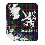 Sherpa Blanket - Tartan Blanket Thistle and Lion Scottish Clan Urquhart Plaid Blanket, plaid sherpa blanket queen,purple sherpa blanket,queen sherpa blanket,queen size sherpa blanket,red sherpa blanket,scottish tartan blankets,sherpa blanket,sherpa christmas blanket