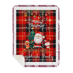 Personalized Gift Tartan Plaid Blanket Clan Marjoribanks With Funny Santa Snowman Reindeer Merry Christmas Gift Sherpa Blanket, blue plaid sherpa blanket,blue tartan sherpa blanket,Buchan,buffalo plaid sherpa blanket,christmas sherpa blanket,Christmas Throw Blanket