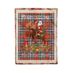 Personalized Gift Plaid Tartan Blanket Clan MacFarlane Ancient With Moose Lover Xmas Gift Santa Riding Christmas Fleece Blanket