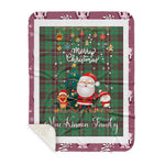 Personalized Gift Tartan Plaid Blanket Clan MacKinnon Hunting Ancient With Funny Santa Snowman Reindeer Merry Christmas Gift Sherpa Blanket, blue plaid sherpa blanket,blue tartan sherpa blanket,Buchan,buffalo plaid sherpa blanket,christmas sherpa blanket,Christmas Throw Blanket