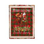 Personalized Gift Plaid Tartan Blanket Clan Dunbar With Moose Lover Xmas Gift Santa Riding Christmas Fleece Blanket