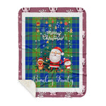 Scotstee Shop - Personalized Gift Tartan Plaid Blanket Clan Barclay Hunting With Funny Santa Snowman Reindeer Merry Christmas Gift Sherpa Blanket
