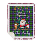 Personalized Gift Tartan Plaid Blanket Clan Gillon With Funny Santa Snowman Reindeer Merry Christmas Gift Sherpa Blanket, blue plaid sherpa blanket,blue tartan sherpa blanket,Buchan,buffalo plaid sherpa blanket,christmas sherpa blanket,Christmas Throw Blanket