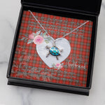 Sea Turtle Necklace Gift for My Beautiful Girlfriend Valentines Necklace Clan Fraser Weathered Tartan Blue Turtle Necklace