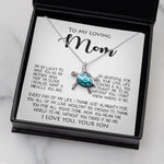 Opal Turtle Necklace - To My Loving Mom Gift for Mother Necklace Sentimental Mothers Day Thoughtful Present From Son