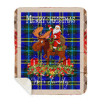 Personalized Gift Plaid Tartan Blanket Clan Weir Modern With Moose Lover Xmas Gift Santa Riding Buffalo Plaid Christmas Sherpa Blanket