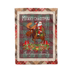 Personalized Gift Plaid Tartan Blanket Clan MacGregor Hunting Modern With Moose Lover Xmas Gift Santa Riding Christmas Fleece Blanket