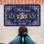 Doormat - Welcome Mat Scottish Clan Badge Fleming Tartan Door Mat, Plaid Doormat With Thistle and Two Lion Scottish
