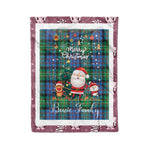 Personalized Gift Tartan Plaid Blanket Clan Bowie With Funny Santa Snowman Reindeer Merry Christmas Fleece Blanket, Home Living Room, Plaid Blanket, Tartan Blanket, Scottish Blanket, Buffalo fleece blanket, Christmas Blanket