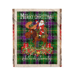 Personalized Gift Plaid Tartan Blanket Clan Selkirk With Moose Lover Xmas Gift Santa Riding Christmas Fleece Blanket