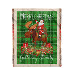Personalized Gift Plaid Tartan Blanket Clan Galloway District With Moose Lover Xmas Gift Santa Riding Christmas Fleece Blanket