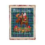 Personalized Gift Plaid Tartan Blanket Clan Campbell Of Cawdor Ancient With Moose Lover Xmas Gift Santa Riding Christmas Fleece Blanket
