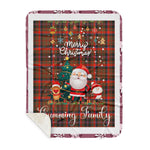 Personalized Gift Tartan Plaid Blanket Clan Cumming Weathered With Funny Santa Snowman Reindeer Merry Christmas Gift Sherpa Blanket, blue plaid sherpa blanket,blue tartan sherpa blanket,Buchan,buffalo plaid sherpa blanket,christmas sherpa blanket,Christmas Throw Blanket