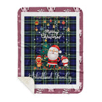 Personalized Gift Tartan Plaid Blanket Clan Arbuthnot With Funny Santa Snowman Reindeer Merry Christmas Gift Sherpa Blanket, blue plaid sherpa blanket,blue tartan sherpa blanket,Buchan,buffalo plaid sherpa blanket,christmas sherpa blanket,Christmas Throw Blanket