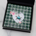 Sea Turtle Necklace Gift for My Beautiful Girlfriend Valentines Necklace Clan Forbes Dress Tartan Blue Turtle Necklace