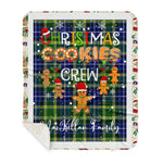 Personalized Gift Tartan Plaid Blanket Clan MacKellar With Christmas Cookie Baking Crew Christmas Gift Sherpa Blanket, tartan sherpa blanket,buffalo plaid sherpa blanket,christmas sherpa blanket,Christmas Throw Blanket,green plaid sherpa blanket,green sherpa blanket
