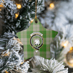 Scotstee Shop - Scotstee Shop Ornament The Cunningham Dress Green Dancers Clan Tartan Crest Star Ceramic Ornament Christmas Gift