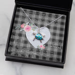 Sea Turtle Necklace Gift for My Beautiful Girlfriend Valentines Necklace Clan Grey Douglas Tartan Blue Turtle Necklace