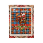 Personalized Gift Plaid Tartan Blanket Clan MacLachlan Ancient With Moose Lover Xmas Gift Santa Riding Christmas Fleece Blanket