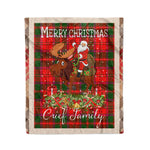 Personalized Gift Plaid Tartan Blanket Clan Crief District With Moose Lover Xmas Gift Santa Riding Christmas Fleece Blanket