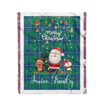 Personalized Gift Tartan Plaid Blanket Clan Irvine Ancient With Funny Santa Snowman Reindeer Merry Christmas Fleece Blanket, Home Living Room, Plaid Blanket, Tartan Blanket, Scottish Blanket, Buffalo fleece blanket, Christmas Blanket