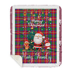 Personalized Gift Tartan Plaid Blanket Clan Haig With Funny Santa Snowman Reindeer Merry Christmas Gift Sherpa Blanket, blue plaid sherpa blanket,blue tartan sherpa blanket,Buchan,buffalo plaid sherpa blanket,christmas sherpa blanket,Christmas Throw Blanket
