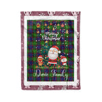 Personalized Gift Tartan Plaid Blanket Clan Durie With Funny Santa Snowman Reindeer Merry Christmas Fleece Blanket, Home Living Room, Plaid Blanket, Tartan Blanket, Scottish Blanket, Buffalo fleece blanket, Christmas Blanket