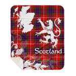 Sherpa Blanket - Tartan Blanket Thistle and Lion Scottish Clan Tweedie Red Plaid Blanket, plaid sherpa blanket queen,purple sherpa blanket,queen sherpa blanket,queen size sherpa blanket,red sherpa blanket,scottish tartan blankets,sherpa blanket,sherpa christmas blanket