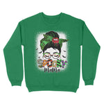 Spooky Mama Messy Bun Skull Mom Monster Bleached Halloween Womens Halloween Sweatshirts, Halloween Sweatshirt Plus Size - Scotstee Shop