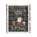 Personalized Gift Tartan Plaid Blanket Clan Scott Green Modern With Funny Santa Snowman Reindeer Merry Christmas Fleece Blanket, Home Living Room, Plaid Blanket, Tartan Blanket, Scottish Blanket, Buffalo fleece blanket, Christmas Blanket