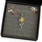 To My Beautiful Soulmate Sunflower Necklace In Your Eyes I Have Found My Home Clan Renn Faire Tartan Jewelry For Girlfriend, Tartan Sunflower Pendant Necklace, Scottish Tartan Jewelry, valentine necklace, necklace girlfriend, necklace for wife, cute necklaces for girlfriend, jewelry for girlfriend, to my soulmate necklace, to my future wife necklace