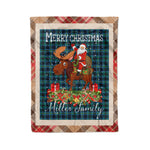 Personalized Gift Plaid Tartan Blanket Clan Miller With Moose Lover Xmas Gift Santa Riding Christmas Fleece Blanket