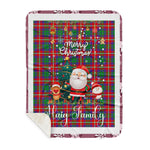 Personalized Gift Tartan Plaid Blanket Clan Haig With Funny Santa Snowman Reindeer Merry Christmas Gift Sherpa Blanket, blue plaid sherpa blanket,blue tartan sherpa blanket,Buchan,buffalo plaid sherpa blanket,christmas sherpa blanket,Christmas Throw Blanket