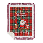 Personalized Gift Tartan Plaid Blanket Clan Kerr Ancient With Funny Santa Snowman Reindeer Merry Christmas Gift Sherpa Blanket, blue plaid sherpa blanket,blue tartan sherpa blanket,Buchan,buffalo plaid sherpa blanket,christmas sherpa blanket,Christmas Throw Blanket
